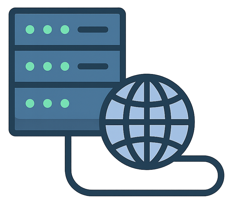 Web hosting icon showing servers and hosting infrastructure